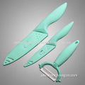 Ceramic Knife Set with Peeler, PP Sheath, Sky Color